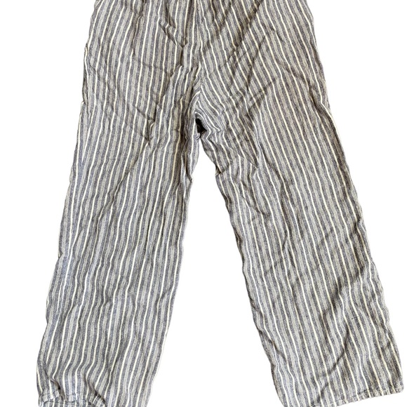 Urban Outfitters wide leg linen blend blue and cream striped pant - Picture 2 of 6
